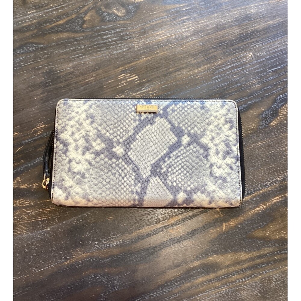 Kate Spade Snakeskin Embossed Large Zip Around Wallet
